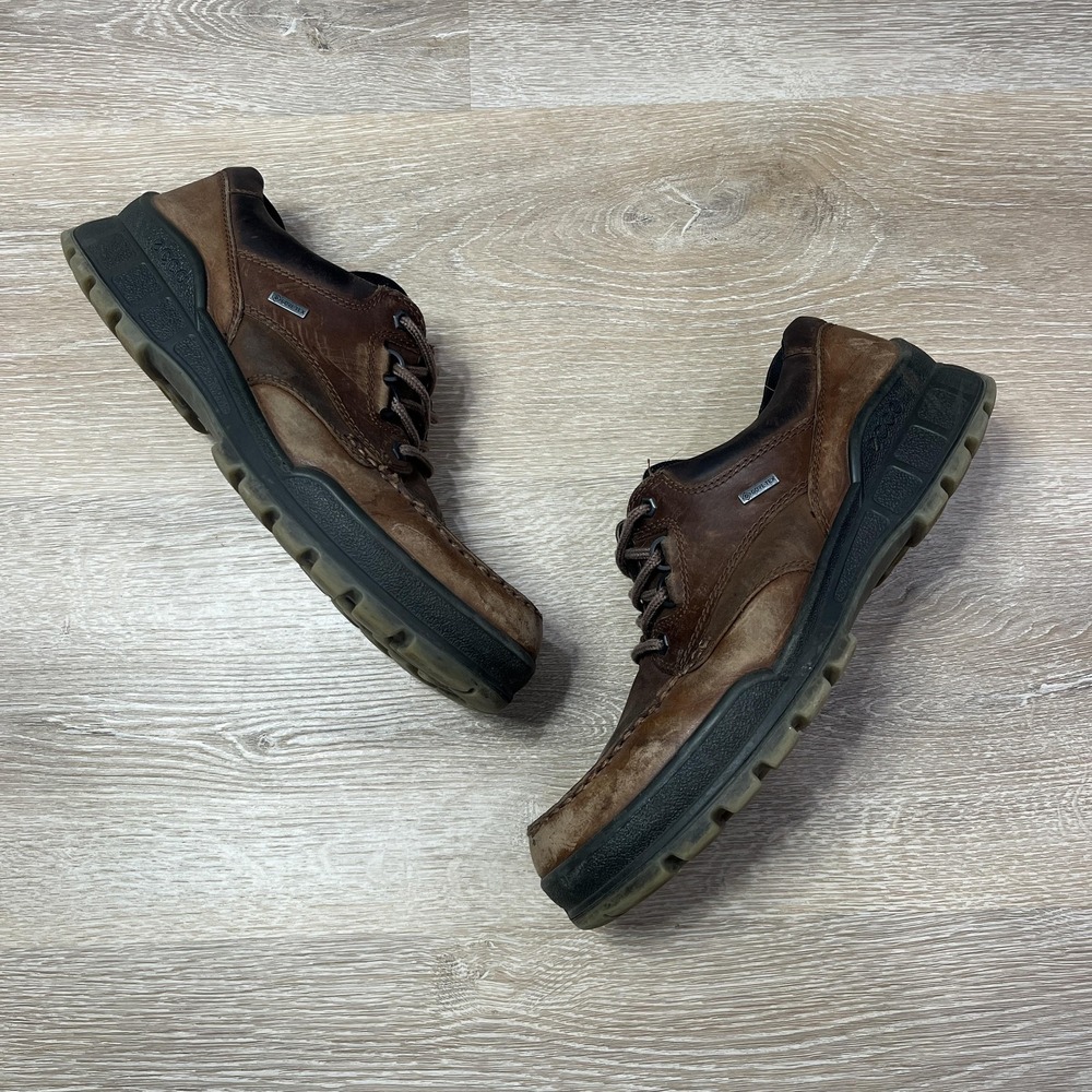 Ecco Track Shoes Mens 11 Brown Leather Waterproof Gore-Tex Lace Up 452600